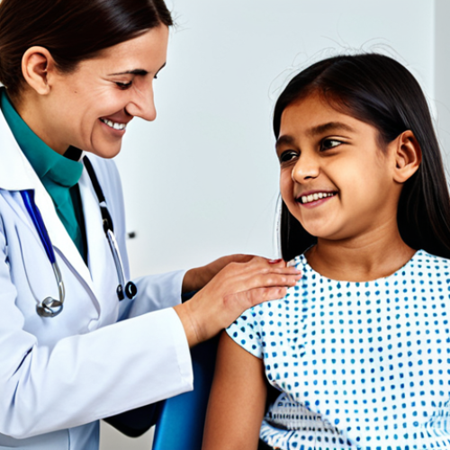 Home 23 **
"A doctor in a clean, modern clinic, giving a Hepatitis A vaccine to a young child, the child is smiling and relaxed, the parent is nearby, reassuring, fully clothed, appropriate content, safe for work, professional, perfect anatomy, natural proportions, high quality, doctor wearing medical attire."
**