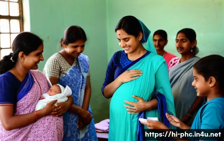 보건소에서의 산모교실 후기 - **Prompt:** A heartwarming scene inside a government maternity classroom in India. A diverse group o...