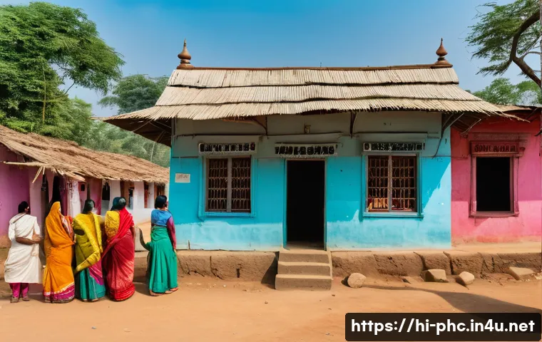 보건소에서 제공하는 감염병 예방 서비스 - A vibrant community health center in a rural Indian village, bustling with activity during a vaccina...